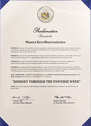 Proclamation March 4-11, 2016 as Journey Through the Universe Week.