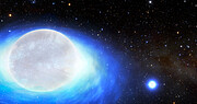 Impresión artística de un sistema estelar progenitor de una kilonova