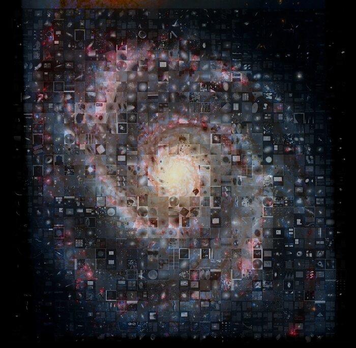 Mosaico de M51 creado con imágenes procesadas con IRAF