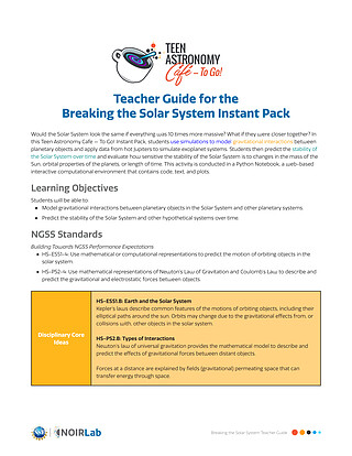 Educational Material: Teacher Guide for the  Breaking the Solar System Instant Pack