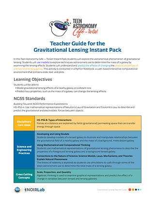 Educational Material: Teacher Guide for the  Gravitational Lensing Instant Pack