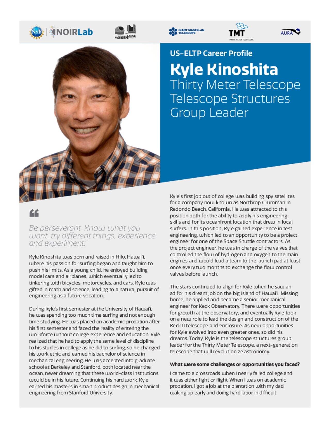 Handouts: US-ELTP Career Profile — Kyle Kinoshita