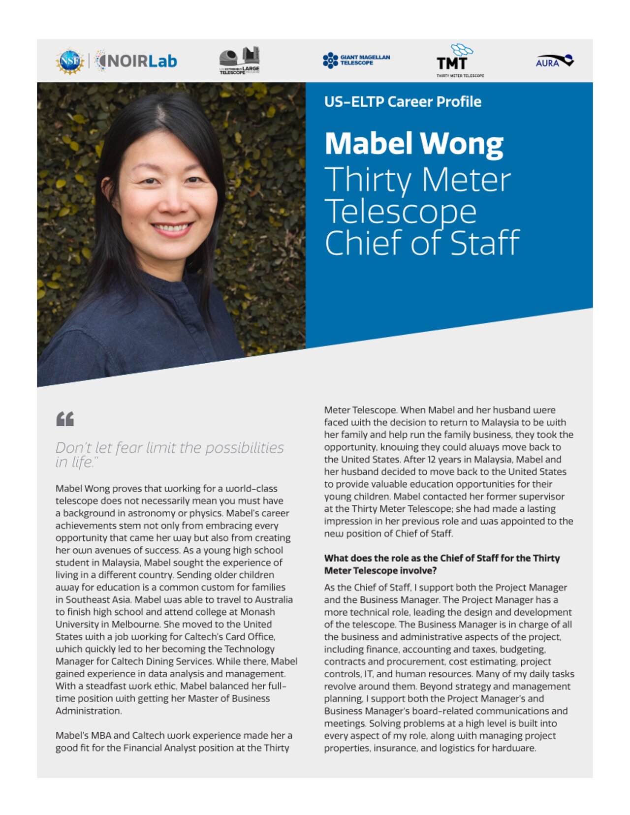 Handouts: US-ELTP Career Profile — Mabel Wong