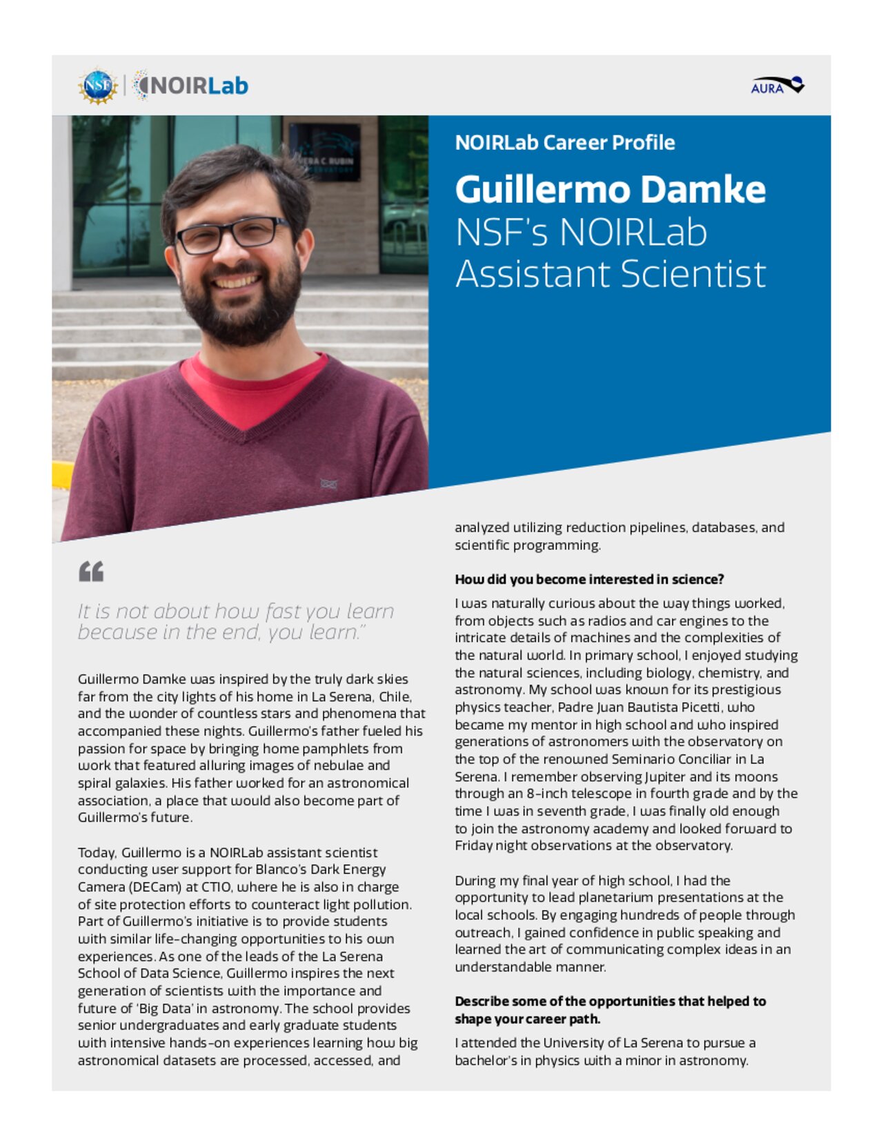 Handouts: NOIRLab Career Profile — Guillermo Damke