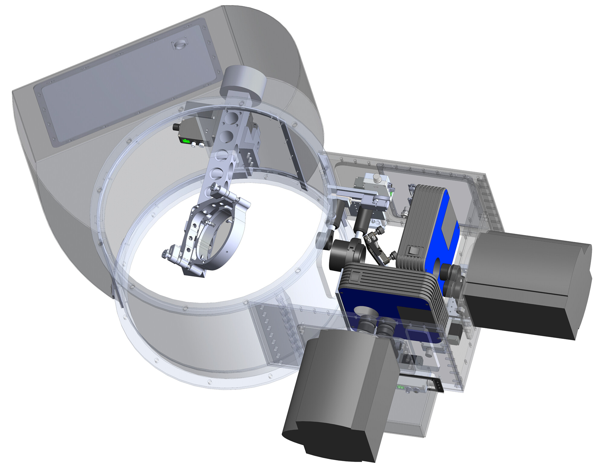 The design of ‘Alopeke. A pickoff mirror deflects the light coming from the tertiary mirror, redirecting it into ‘Alopeke. Inside ‘Alopeke, the light is split by a dichroic into red and blue channels to go to their respective cameras equipped with electron-multiplying CCDs (EMCCDs). Credit: N. Scott/NASA Ames