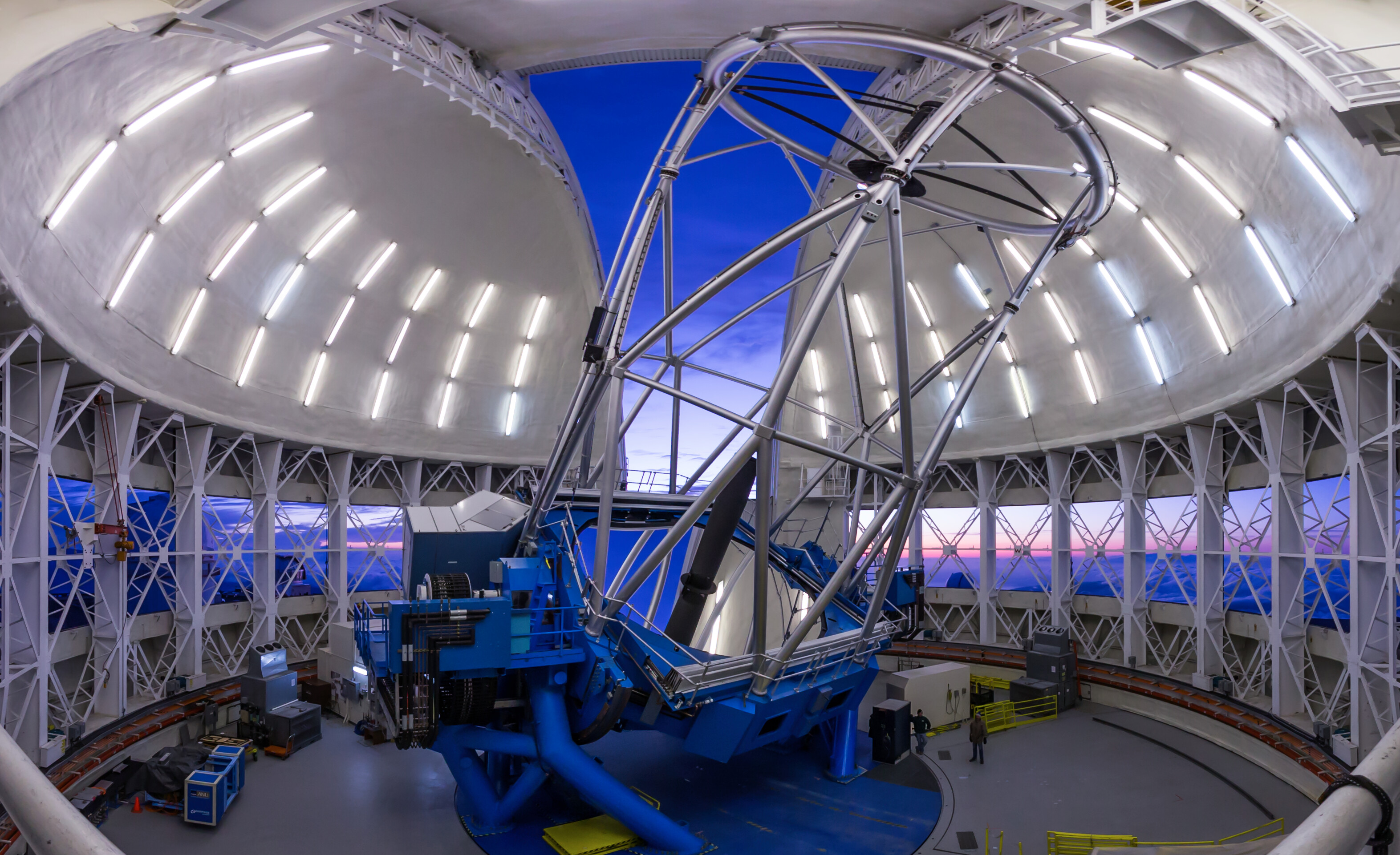 Inside of the Gemini North dome with the vent gates opened.