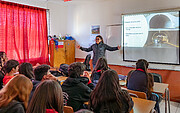 Students taking part in a presentation during Viaje al Universo 2024