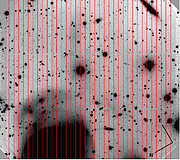 Red slit mask onto the r-band imaging