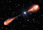 Artistic representation of the largest radio jet in the early Universe