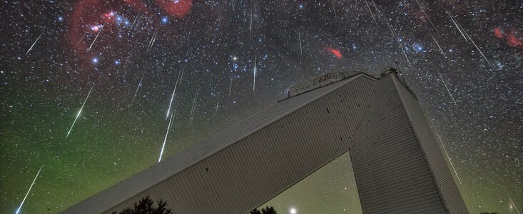 Meteors over the McMath-Pierce Solar Telescope