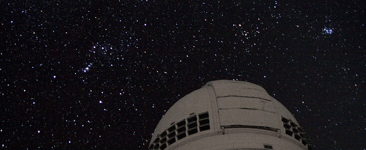 The Orion constellation as seen over the Mayall 4-meter Telescope on Kitt Peak.