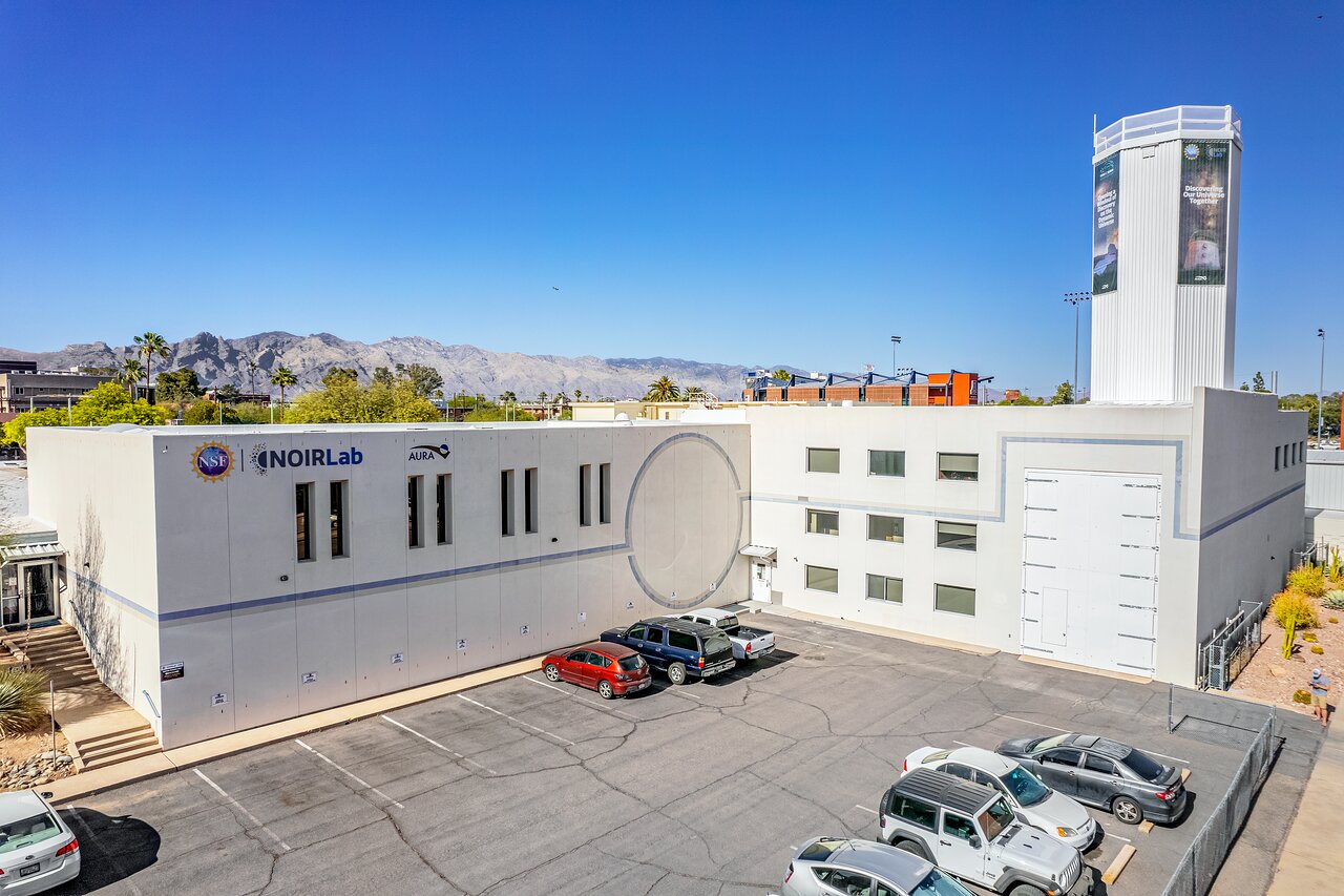 View of NOIRLab Headquarters, formerly the headquarters of National Optical Astronomy Observatory (NOAO). The HQ is on Cherry Avenue, just across the road from the University of Arizona and the Steward Observatory building.