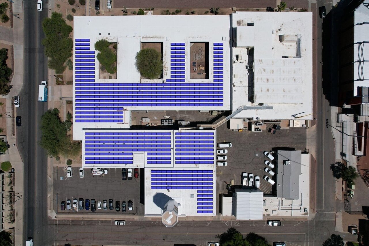 Diseño del sistema fotovoltaico planificado en Tucson, Arizona.