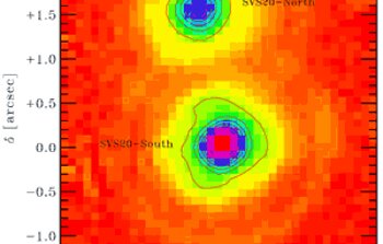 T-ReCS image at 11.7 microns of the protostar binary SVS20 in the Serpens Cloud core