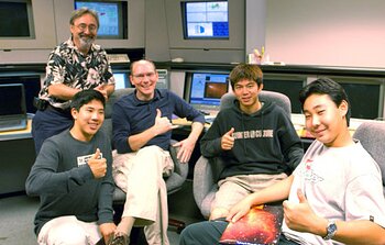 Hilo High students at control room