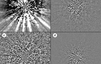 Illustration of the speckle noise attenuation process achieved by ADI