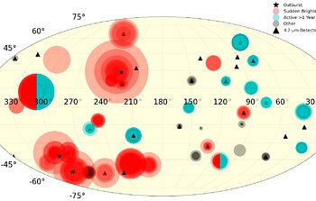 All hot spot detections from August 2013 through December 2015 shown on a full map of Io