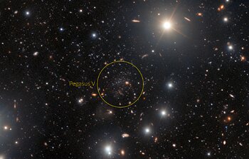The ultra-faint dwarf galaxy Pegasus V (circled)