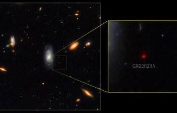 Gemini North and Hubble image of GRB afterglow (annotated)