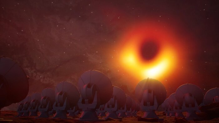 Artists rendition with supermassive black hole M87