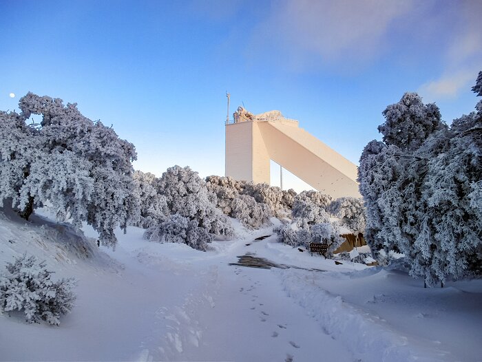 The McMath-Pierce Solar Telescope at Kitt Peak National Observatory in the snow