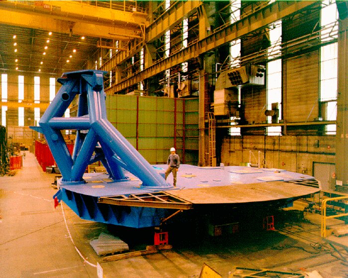 The first subassembly of the telescope structure. May 1997