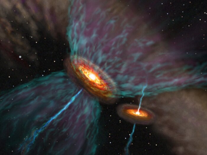 Artist's rendition of UY Aur's probable outflow system