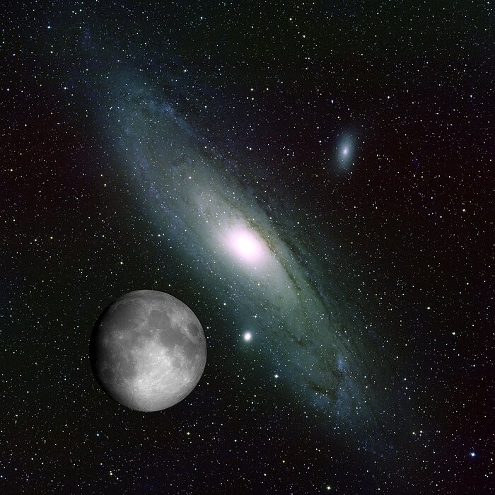  Andromeda y un collage de La Luna 