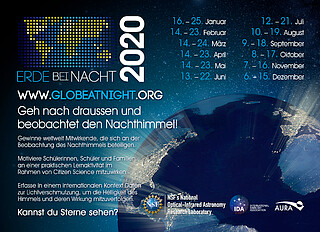 Postcard: Globe at Night 2020 (German)