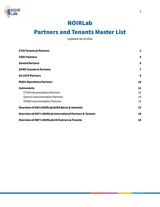 Technical Document: NOIRLab  Partners and Tenants Master List