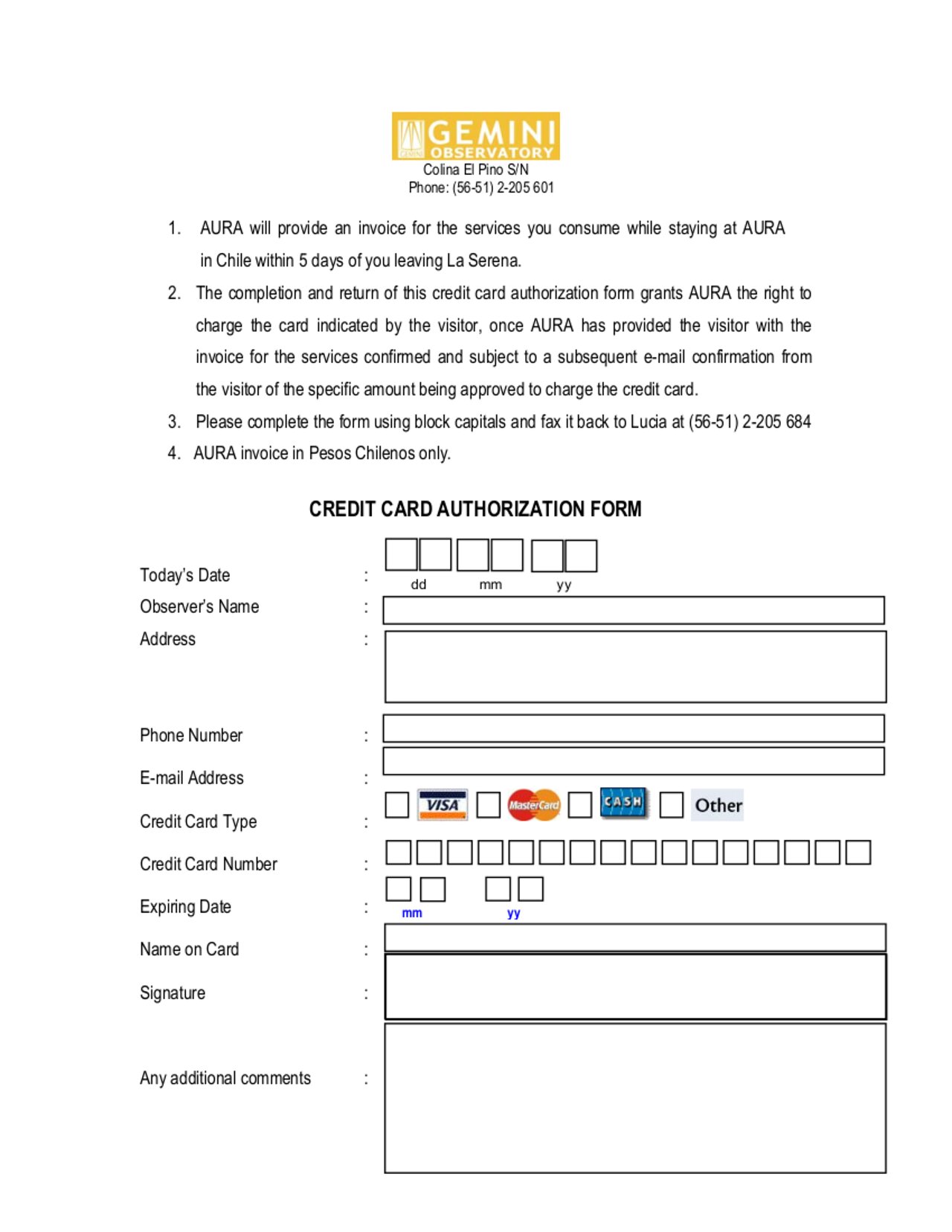 Technical Document: Credit Card Authorization Form