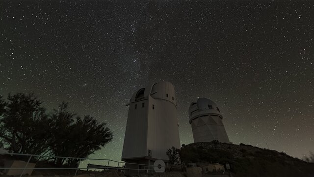 Timelapse footage of the UArizona Bok 2.3-meter Telescope.