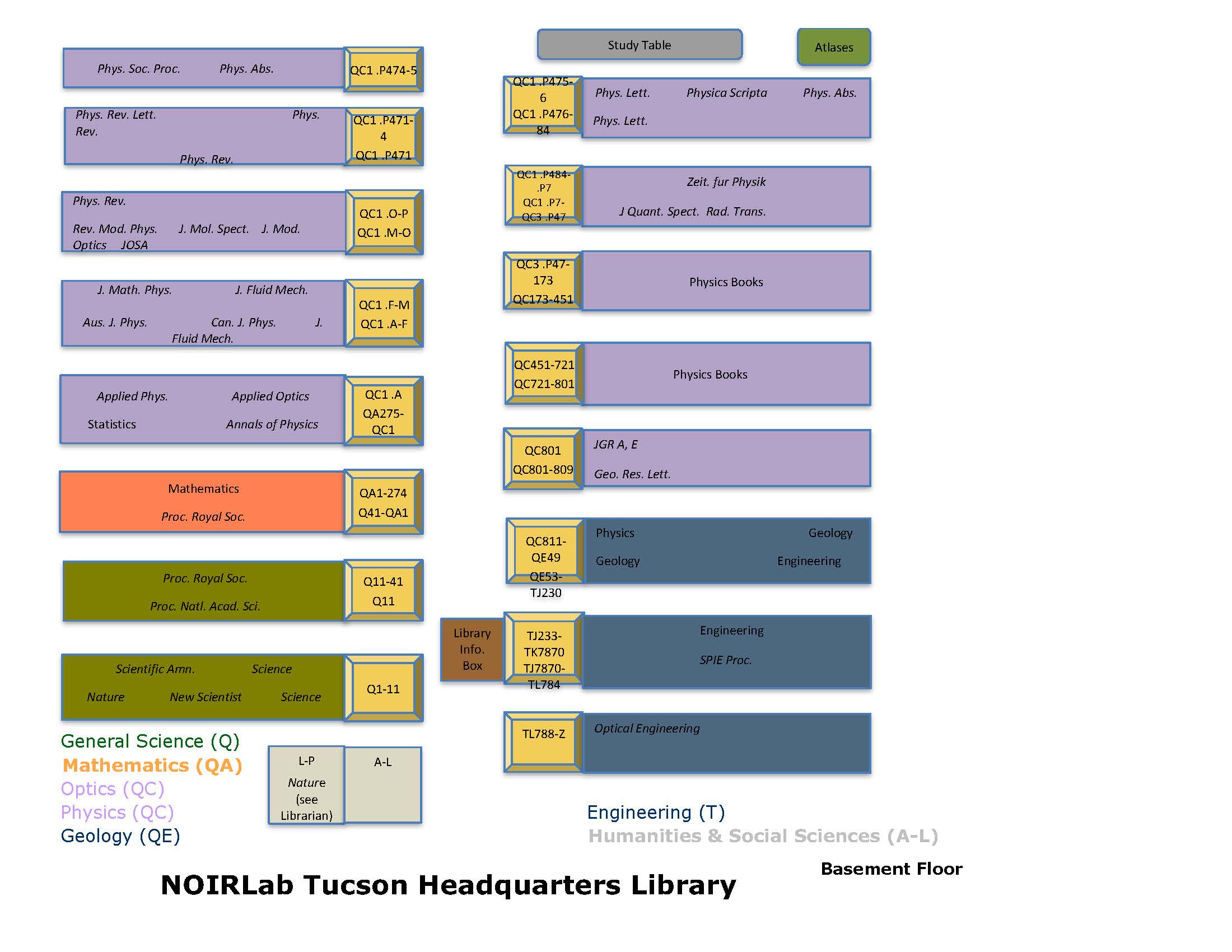 Tucson Headquarters Library Map - Basement Floor