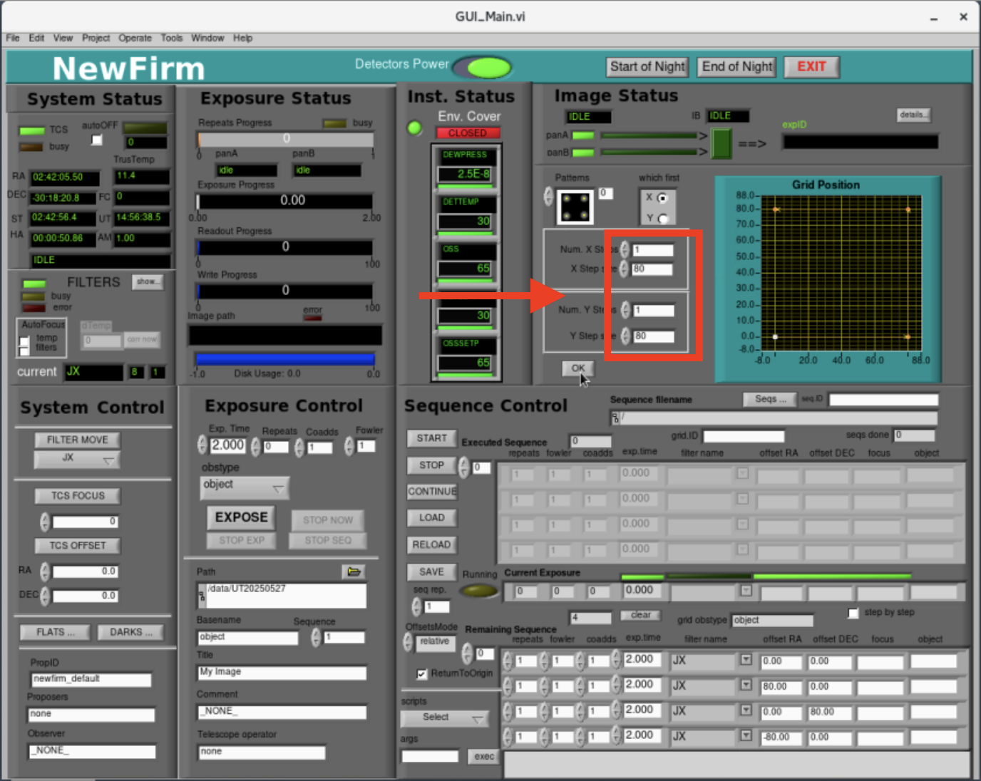 NEWFIRM dithger pattern offsets