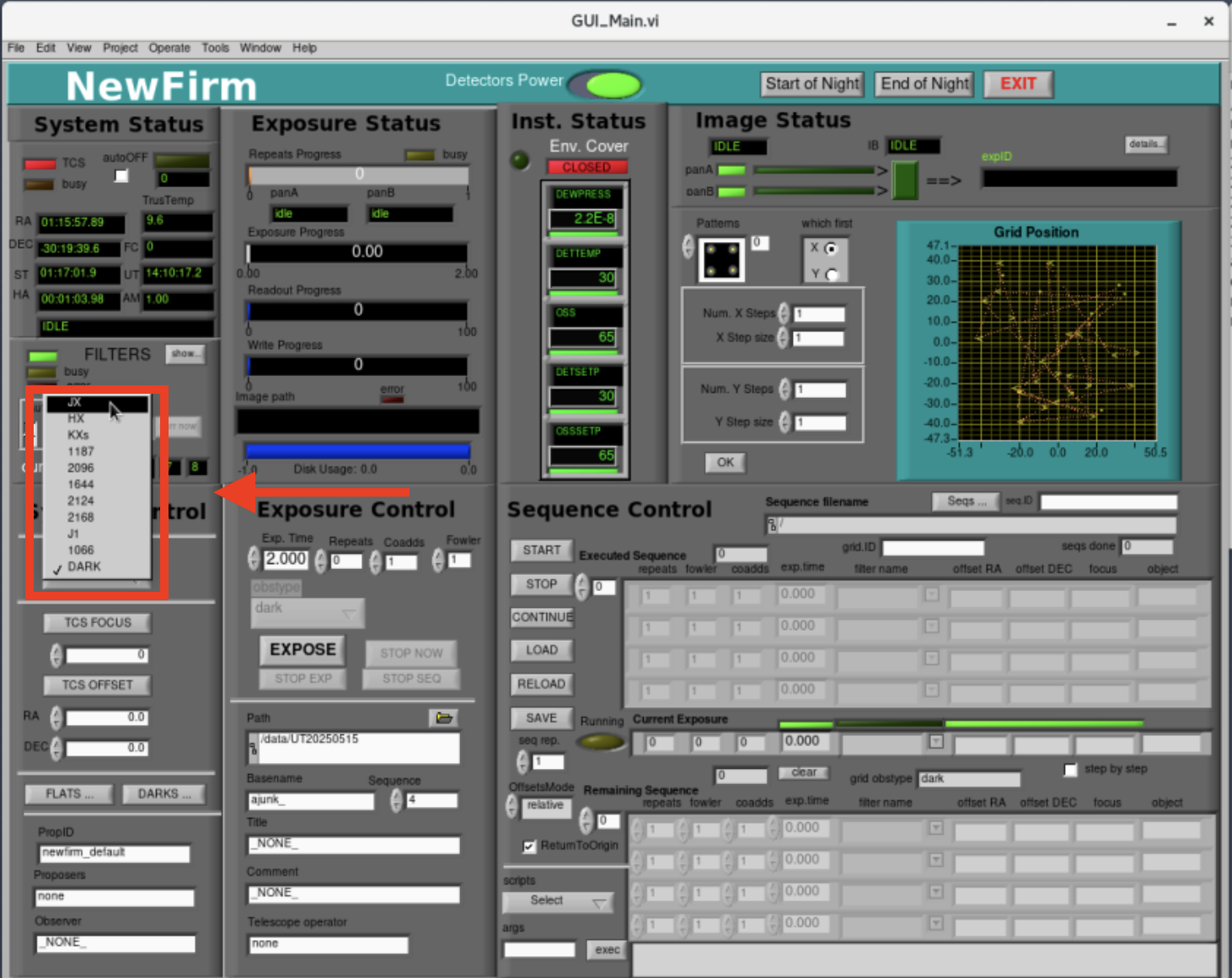 NEWFIRM Filter Select