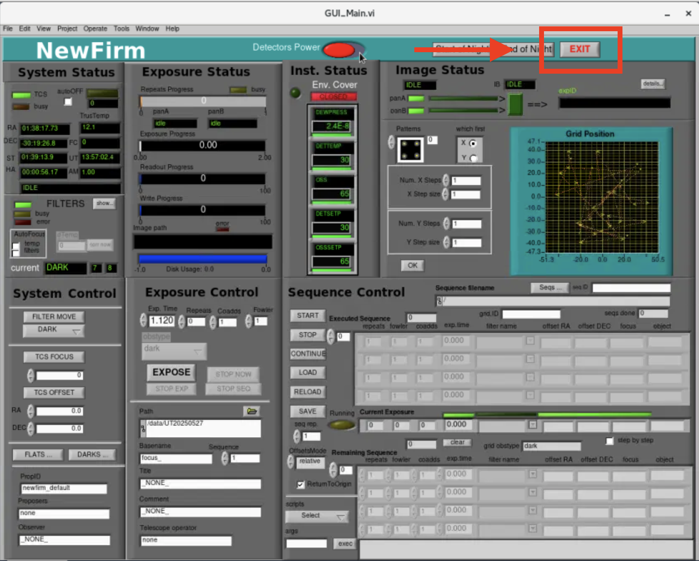 NEWFIRM Exit GUI