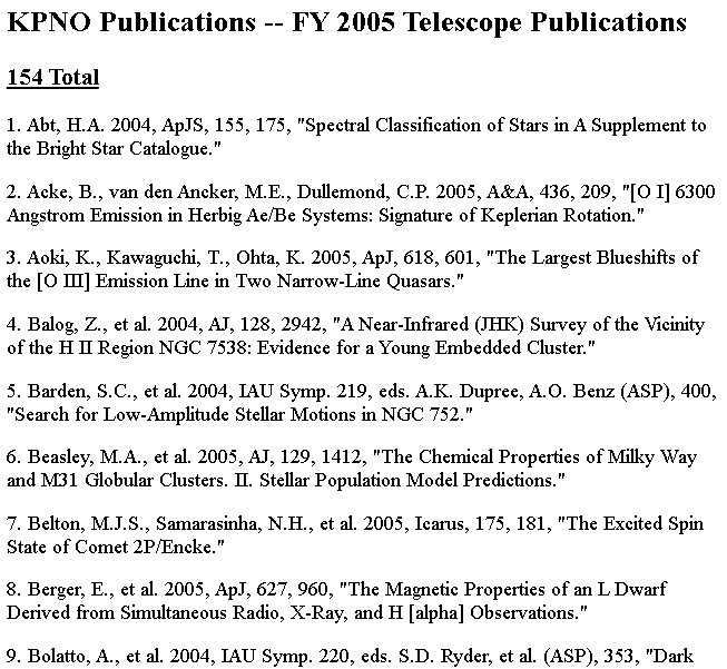 Kpno Publications Fy 05 Telescope Publications Noirlab Science