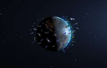 Constellation satellites in low Earth orbits (artist’s impression, not to scale)