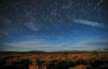 Starlink Satellites over Carson National Forest, New Mexico, photographed soon after launch.