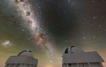 Image: The Milky Way links the SMARTS 1.5-meter Telescope (left) and 0.9-meter Telescope (right) at Cerro Tololo Inter-American Observatory (CTIO).